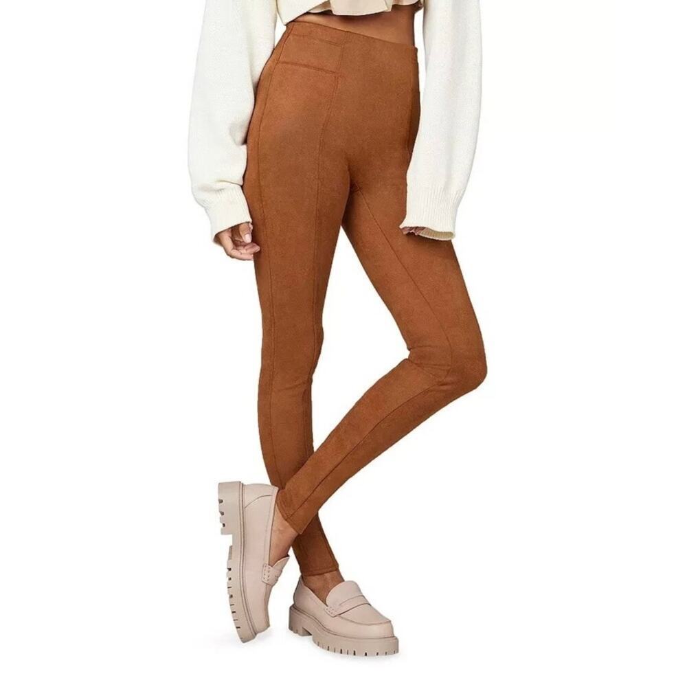 Spanx Faux Suede Shaping Leggings Medium Rich Caramel Brown High Rise - Picture 8 of 8